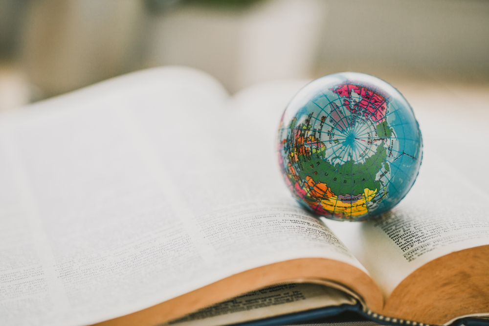 World globe on  book. education school Concept